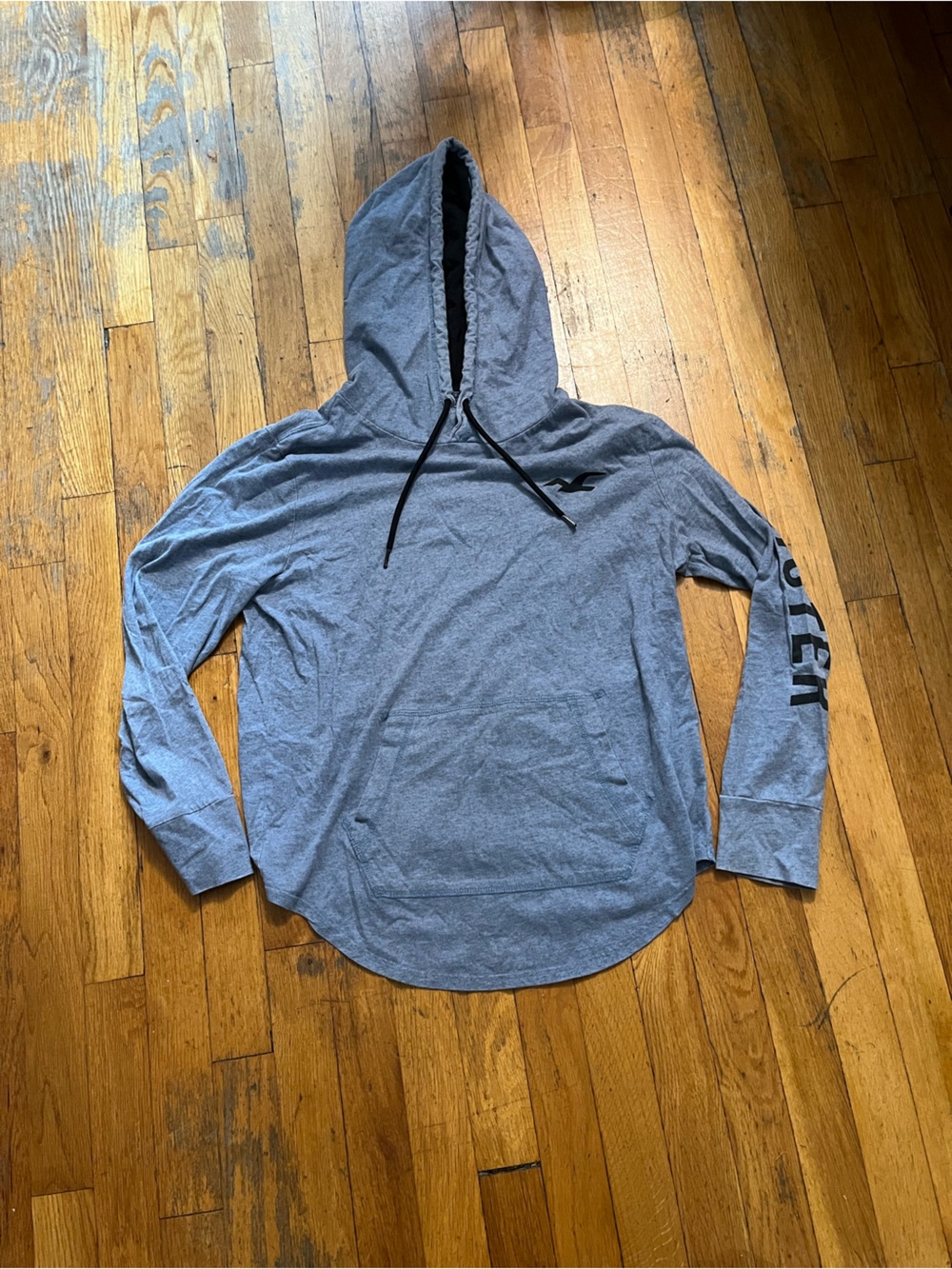 Hollister Gray Men's Lightweight Hooded Long Sleeve Shirt